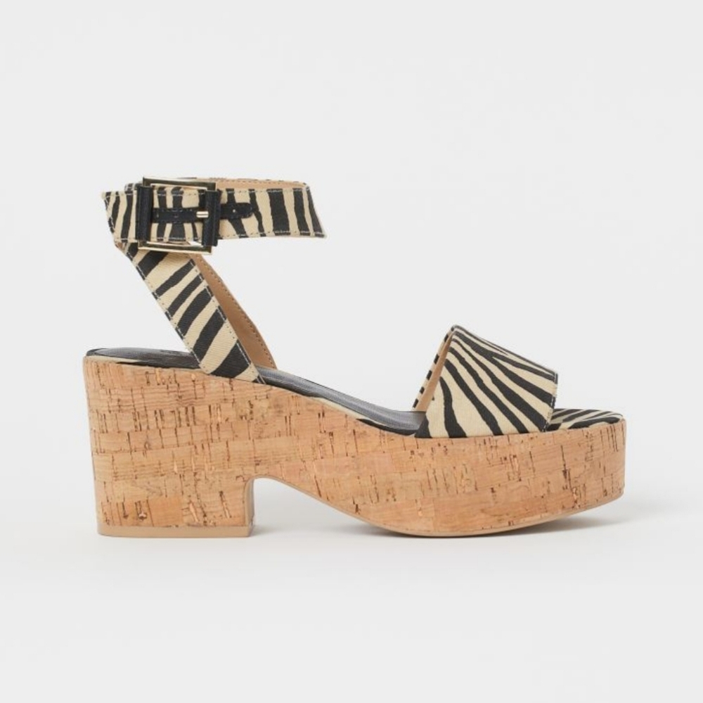 NWT Zebra Heeled Sandals